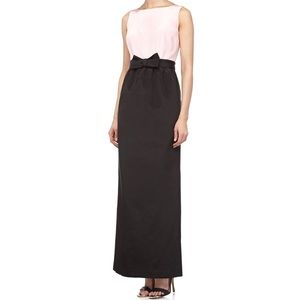 Lotus Grace Sleeveless Colorblock Satin Gown with bow